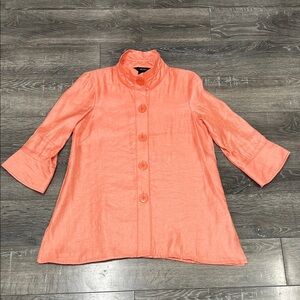 Ali Miles shimmering peach button down shirt/tunic size small